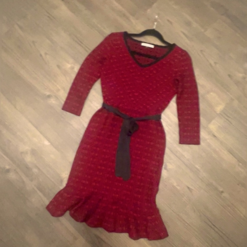 “Cozy” Red & Black MIDI Dress. Size S. Great Condition.
